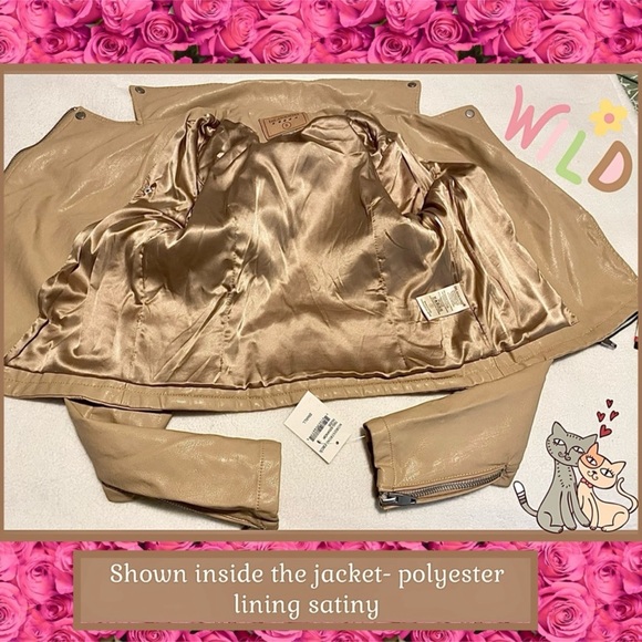 MSRP $98.99 S PLEATHER FAUX LEATHER JACKET IN NUDE COLOR BLANK NYC - Picture 8 of 14